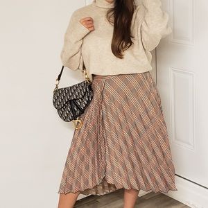 H&M plaid pleated wrap skirt